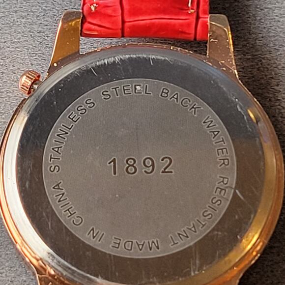 GoGoey Paris Eiffel Tower Watch Crystal Accents Red Strap Quartz 38mm Women’s - Picture 8 of 14